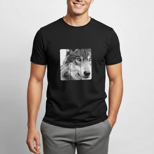 Wolf Face Triptych: Silent Alpha - Heavyweight Unisex T-Shirt by Gildan