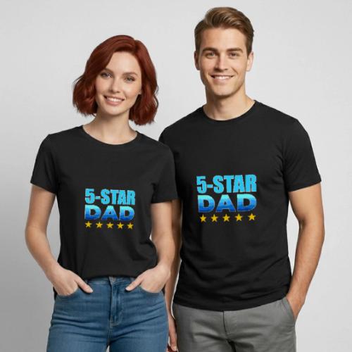 Five Stars Dad - Heavyweight Unisex T-Shirt by Gildan