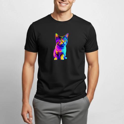Colorful Rainbow Kitten - Heavyweight Unisex T-Shirt by Gildan