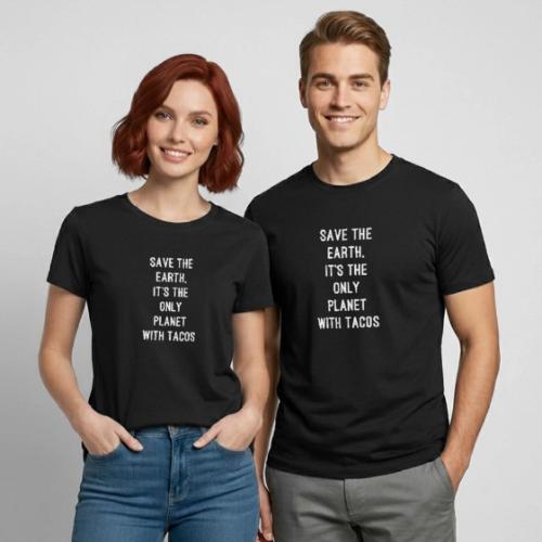 Save the Earth, It's the Only Planet with Tacos - Heavyweight Unisex T-Shirt by Gildan