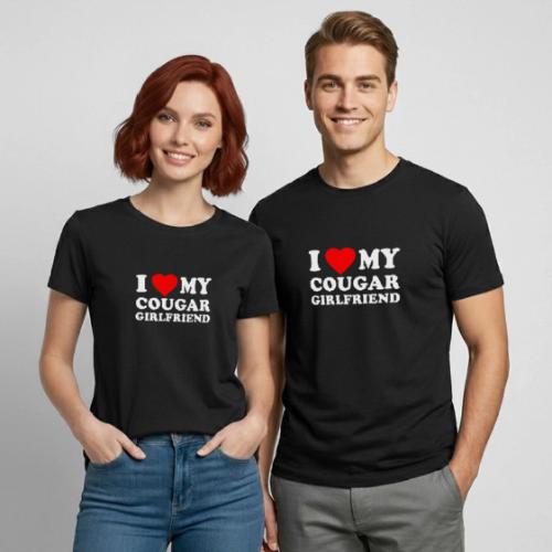 I Love My Cougar Girlfriend - Heavyweight Unisex T-Shirt by Gildan