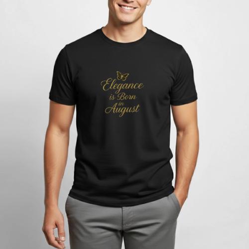 Elegance Is Born in August | Gold Butterfly - Heavyweight Unisex T-Shirt by Gildan