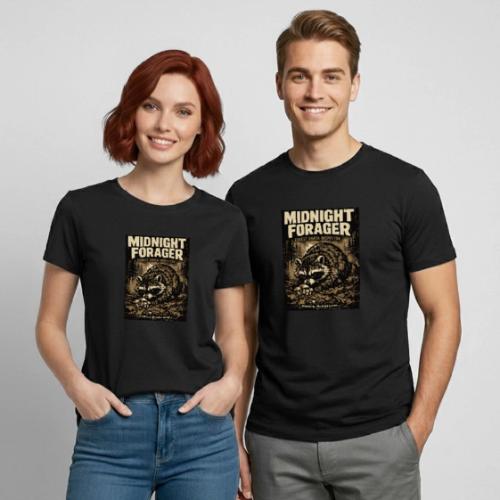 Midnight Forager Raccoon Mushroom Hunter - Heavyweight Unisex T-Shirt by Gildan