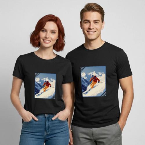 Mountain Skiing Vibes - Heavyweight Unisex T-Shirt by Gildan