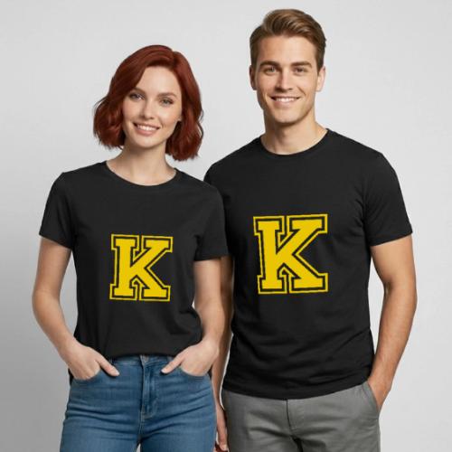 Letter k – Capital Athletic Alphabet Monogram - Heavyweight Unisex T-Shirt by Gildan