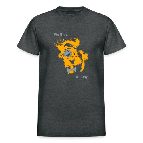 We Slay All Day Shiny Shirt Metallic Silver & Gold - Heavyweight Unisex T-Shirt by Gildan