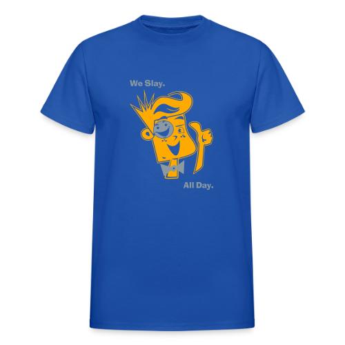 We Slay All Day Shiny Shirt Metallic Silver & Gold - Heavyweight Unisex T-Shirt by Gildan