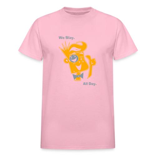 We Slay All Day Shiny Shirt Metallic Silver & Gold - Heavyweight Unisex T-Shirt by Gildan
