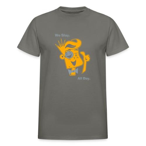 We Slay All Day Shiny Shirt Metallic Silver & Gold - Heavyweight Unisex T-Shirt by Gildan