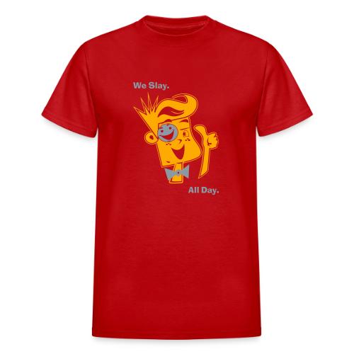 We Slay All Day Shiny Shirt Metallic Silver & Gold - Heavyweight Unisex T-Shirt by Gildan