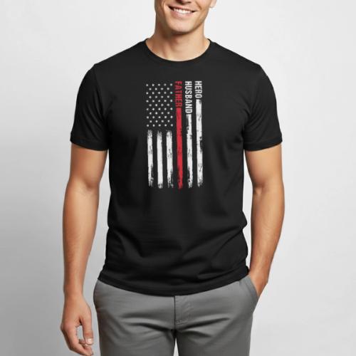 American Best Dad Hero Husband Father - Heavyweight Unisex T-Shirt by Gildan