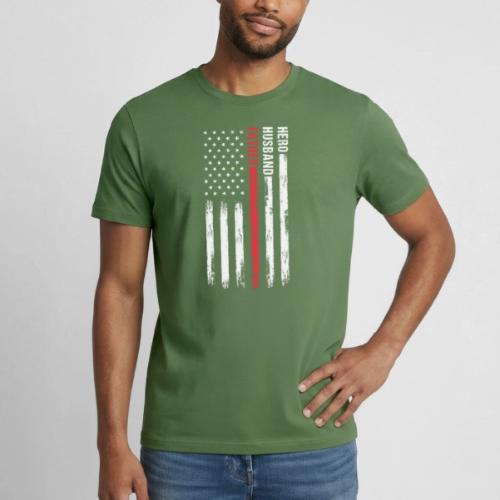 American Best Dad Hero Husband Father - Heavyweight Unisex T-Shirt by Gildan