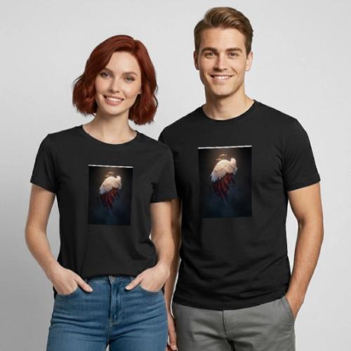 Angel vs Demon Wings Dark Aesthetic Gothic T-Shirt - Heavyweight Unisex T-Shirt by Gildan
