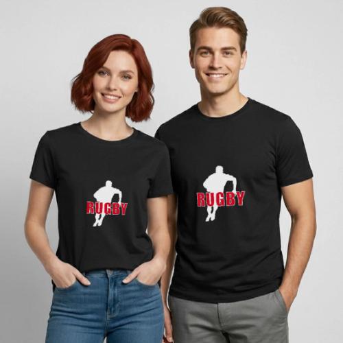 Bold Rugby Action Silhouette - Heavyweight Unisex T-Shirt by Gildan