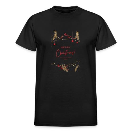 Merry Christmas Typography Design - Heavyweight Unisex T-Shirt by Gildan