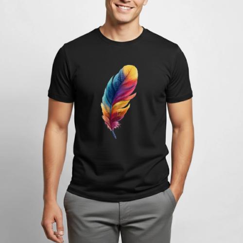 Rainbow Flight Feather - Heavyweight Unisex T-Shirt by Gildan