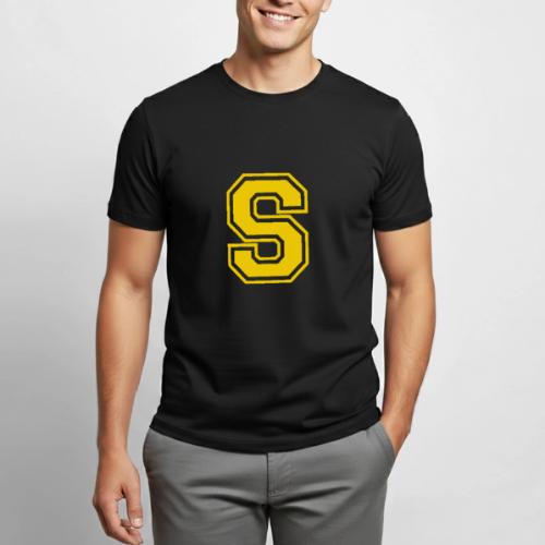 Letter S – Capital Athletic Alphabet Monogram - Heavyweight Unisex T-Shirt by Gildan