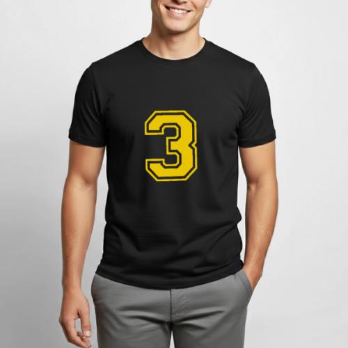 Number 3 in a classic athletic collegiate font - Heavyweight Unisex T-Shirt by Gildan