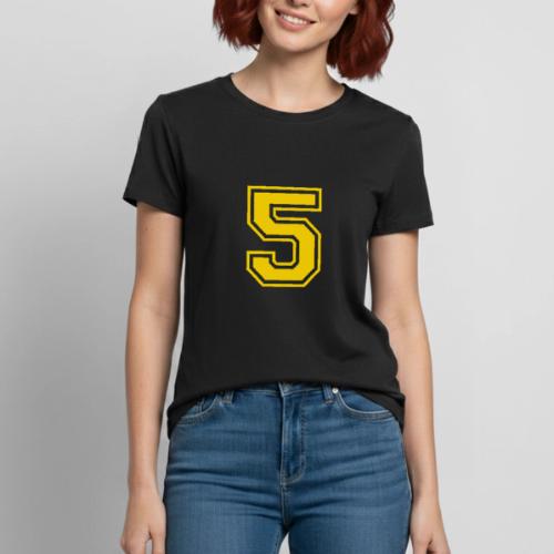 Number 5 in a classic athletic collegiate font - Heavyweight Unisex T-Shirt by Gildan