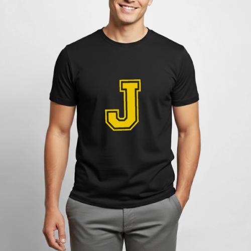 Letter J – Capital Athletic Alphabet Monogram - Heavyweight Unisex T-Shirt by Gildan