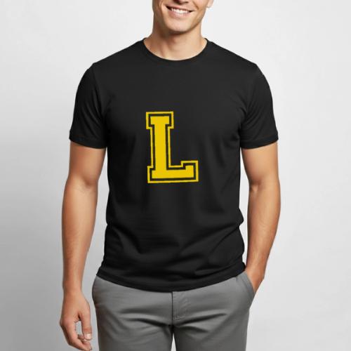 Letter L – Capital Athletic Alphabet Monogram - Heavyweight Unisex T-Shirt by Gildan