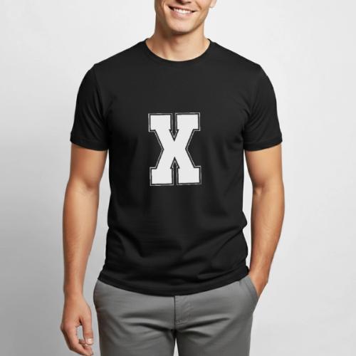 White Letter X – Varsity Alphabet Monogram - Heavyweight Unisex T-Shirt by Gildan