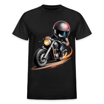 Motorcycle miniature - Heavyweight Unisex T-Shirt by Gildan - black - Front - AI Model Female 172 light (172cm) & AI Model Male 178 light (178cm)