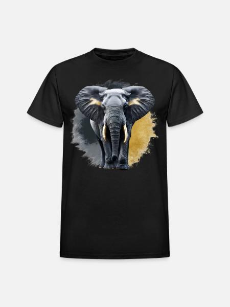 Golden Elephant - Heavyweight Unisex T-Shirt by Gildan - black