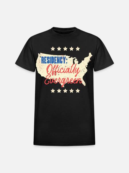 Green Card Residency Officially Evergreen - Heavyweight Unisex T-Shirt by Gildan - black