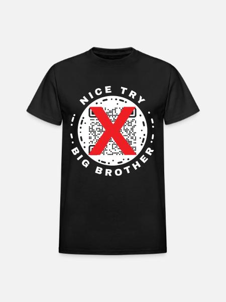Nice Try Big Brother Privacy QR Code Design - Heavyweight Unisex T-Shirt by Gildan - black