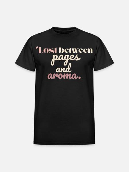 Lost Between Pages and Aroma” - Heavyweight Unisex T-Shirt by Gildan - black