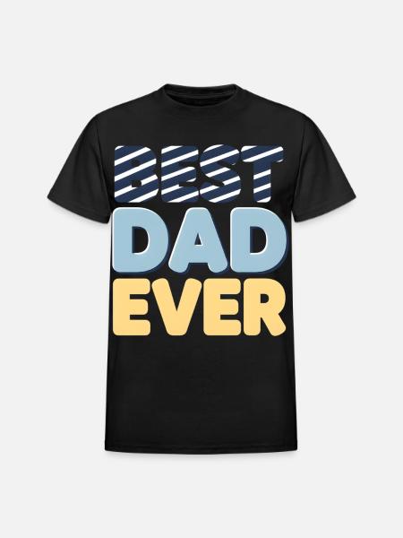 Best Dad Ever Striped Letters - Heavyweight Unisex T-Shirt by Gildan - black