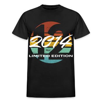 12th Birthday Gift – Born in 2014 Shirt - Heavyweight Unisex T-Shirt by Gildan - black - Front - AI Model Female 172 light (172cm) & AI Model Male 178 light (178cm)