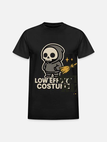 Skeleton Hoodie with Broom - Heavyweight Unisex T-Shirt by Gildan - black