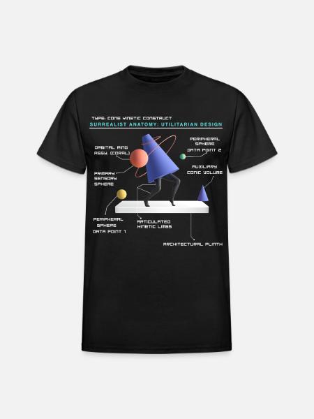 Retro Futuristic Cone Kinetic Construct T-shirt - Heavyweight Unisex T-Shirt by Gildan - black