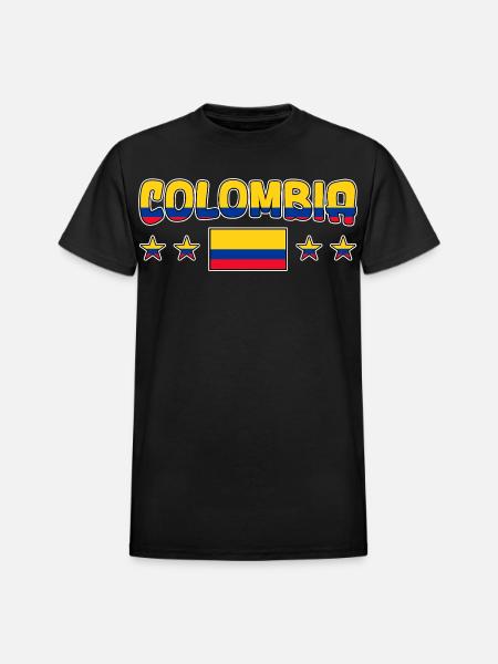 Colombia Flag Stars Graphic Tee - Heavyweight Unisex T-Shirt by Gildan - black