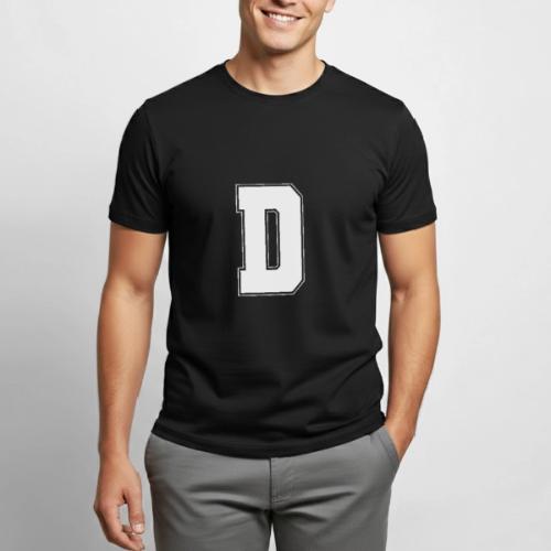 White Letter D – Varsity Alphabet Monogram - Heavyweight Unisex T-Shirt by Gildan