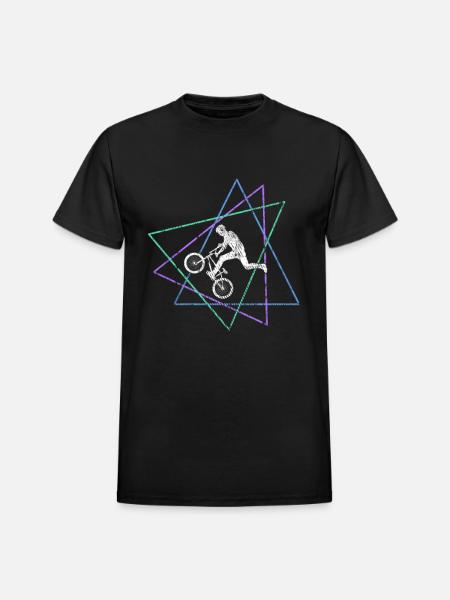 Geometric BMX Stunt Rider - Heavyweight Unisex T-Shirt by Gildan - black