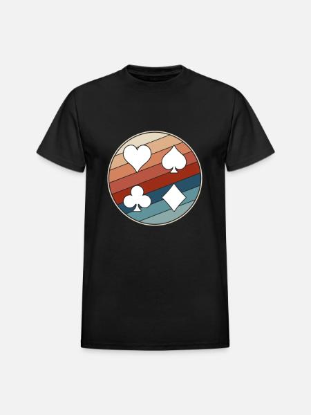 Playing Cards Suits - Heavyweight Unisex T-Shirt by Gildan - black
