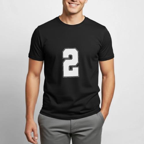 White Number 2 – Varsity Font - Heavyweight Unisex T-Shirt by Gildan