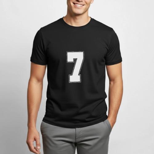 White Number 7 – Varsity Font - Heavyweight Unisex T-Shirt by Gildan