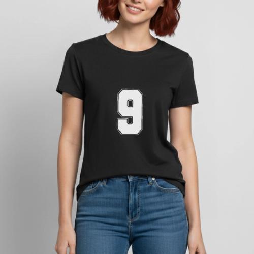 White Number 9 – Varsity Font - Heavyweight Unisex T-Shirt by Gildan