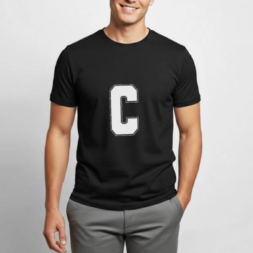 White Letter C – Varsity Alphabet Monogram - Heavyweight Unisex T-Shirt by Gildan