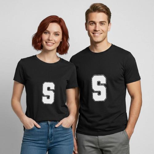 White Letter S – Varsity Alphabet Monogram - Heavyweight Unisex T-Shirt by Gildan