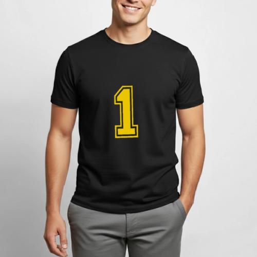 Number 1 in a classic athletic collegiate font - Heavyweight Unisex T-Shirt by Gildan