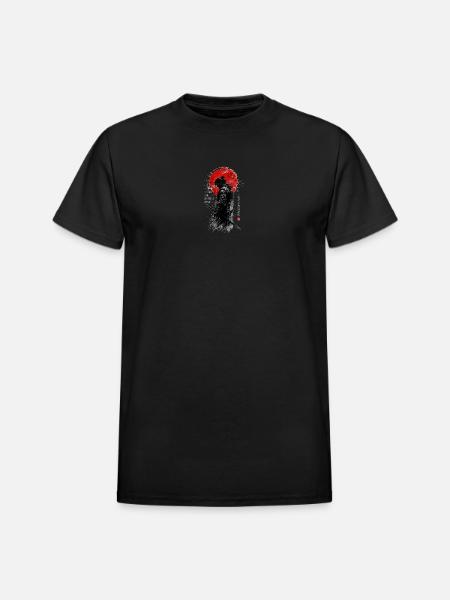 Samurai Shadow under Red Sun - Heavyweight Unisex T-Shirt by Gildan - black