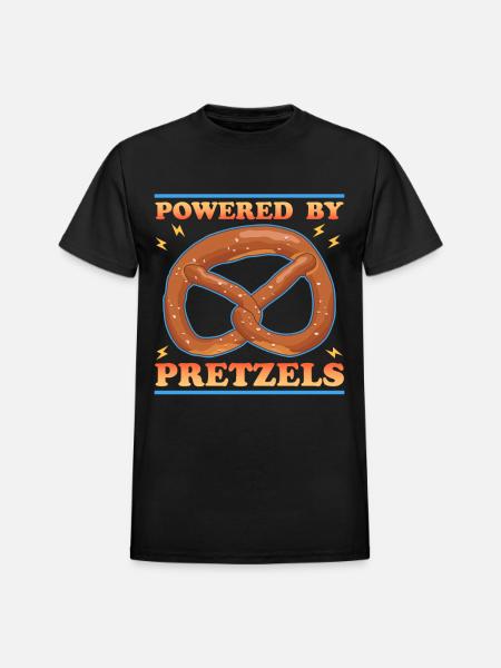 Pretzel Powered By Pretzels - Heavyweight Unisex T-Shirt by Gildan - black
