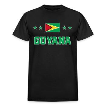 Guyana - Heavyweight Unisex T-Shirt by Gildan - black - Front - AI Model Female 172 light (172cm) & AI Model Male 178 light (178cm)