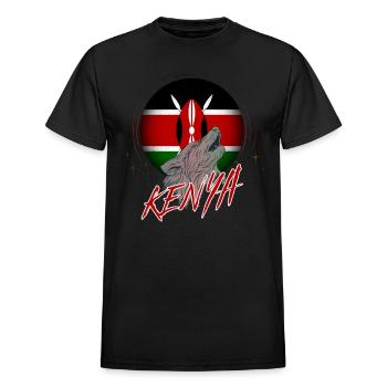 Kenya - Heavyweight Unisex T-Shirt by Gildan - black - Front - AI Model Female 172 light (172cm) & AI Model Male 178 light (178cm)