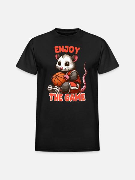 Opossum With Basketball - Heavyweight Unisex T-Shirt by Gildan - black